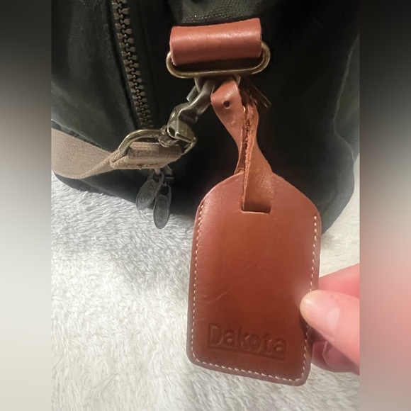 Vintage Dakota Utility Duffle Weekender Bag Dark Green Leather Straps 22” x 17” - Picture 7 of 16